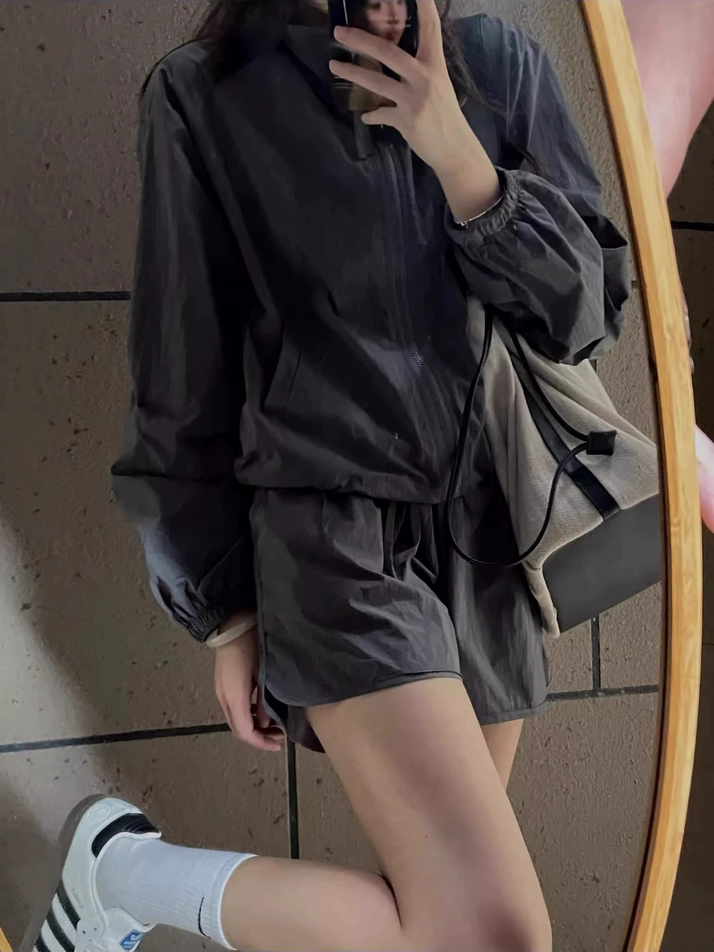 Spring jacket, light and thin breathable comfortable set, sun protection, elastic waist