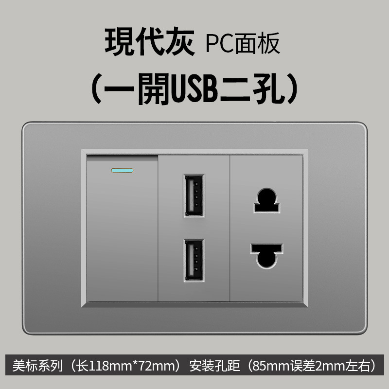 Sur americano gris estándar americano 1 interruptor 110 oculto 118 tipo Taiwán pared socket Vietnam comercio exterior panel