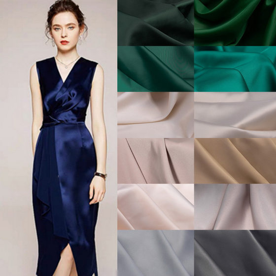 Glossy Acetate Silks and Satins Silk Fabric Silk Plain Crepe Silks and Satins Smooth and Drape Dress Cheongsam Suspender Skirt Fabric