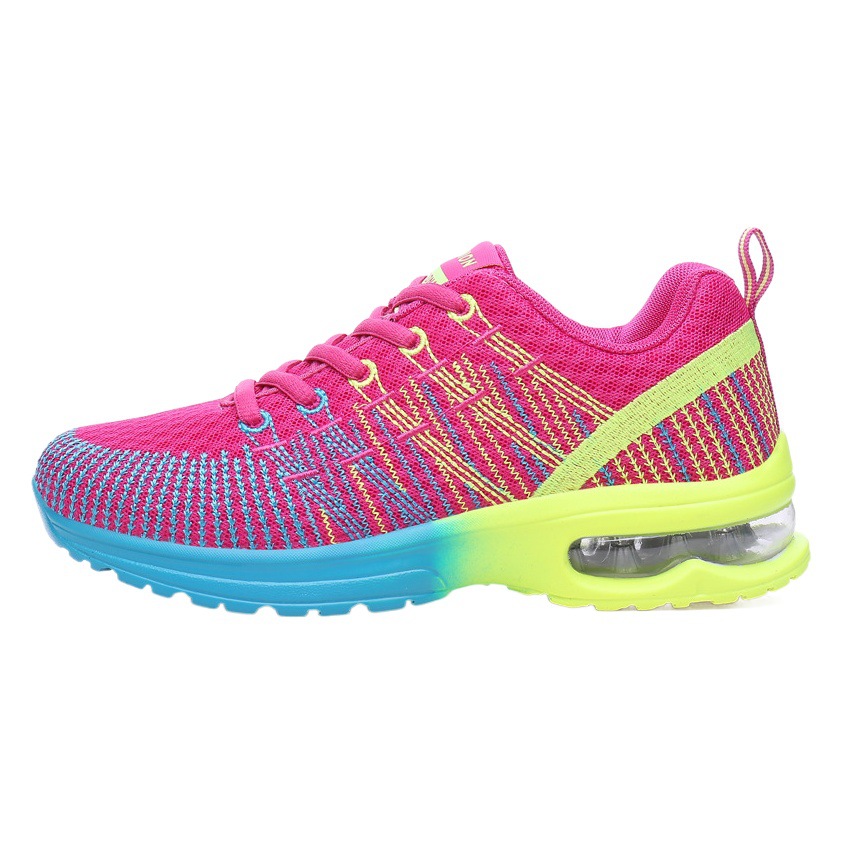 Zapatos de mujer transfronterizos primavera nueva malla voladora tejida transpirable ligero cojín de aire zapatilla de deporte de estilo coreano de las mujeres zapatos de correr casuales para estudiantes