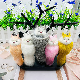 Korean style Fox Rex rabbit fur plush pendant car pendant small jewelry bag plush keychain pendant plush