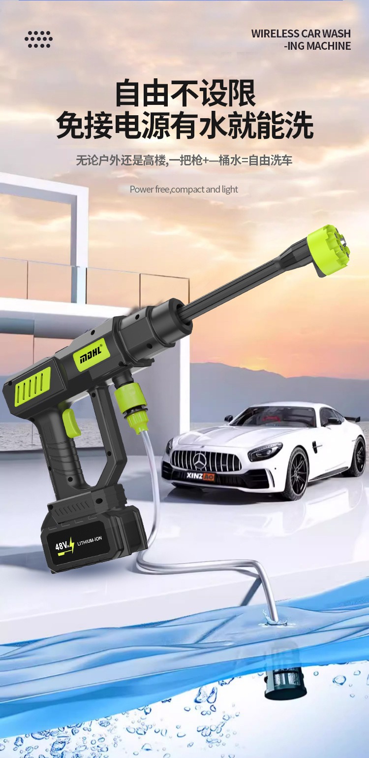 2025 New Car Wash Water Gun Outdoor Handheld Wireless Portable Lithium Battery High Pressure Car Wash Water Gun Manufacturer Wholesale