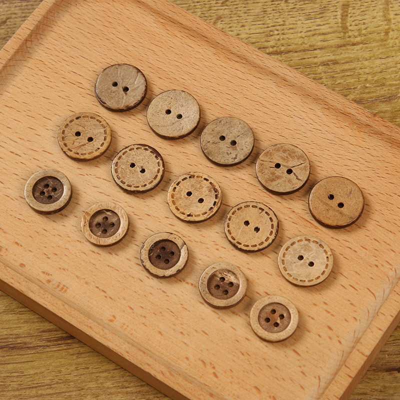 Natural coconut shell button with two eyes and four eyes coconut…