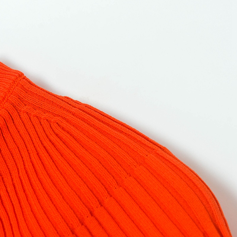 Damenbekleidung Sommer neues geripptes elastisches hohles Rundhals-Kurzarm-Strickrock-A-Linien-Kleid für Damen_voghion.com