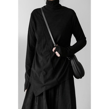 大码胖MM300斤宽松加绒不规则设计感保暖长袖打底衫女中长款ins潮