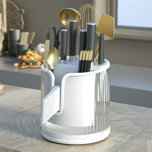 Kitchen rotating knife holder storage rack household multi-functional countertop chopstick cage kitchen knife holder spoon integrated storage box