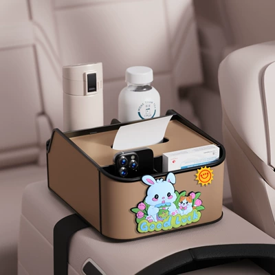 Leather Sticker — Car tissue box/set - little-rabbit-8th-generation-armrest-box-storage-box-brown