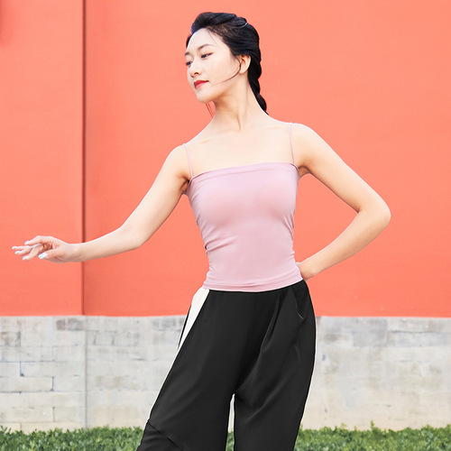 Dance clothing vest female ballet modern ethnic classical dance practice clothing top suspender body suit with chest pad