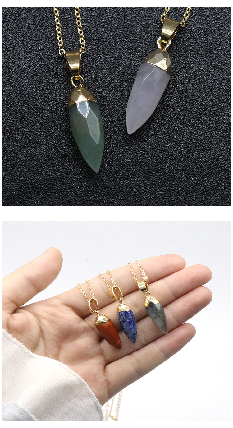 Simple Style Chili Natural Stone Polishing Pendant Necklace display picture 1