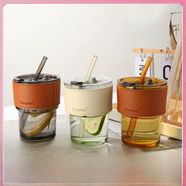 Internet Celebrity Bamboo Cup Ins Style Straw Coffee Cup Shop Celebration Drainage Advertising Gift Glass Water Cup Printed Logo