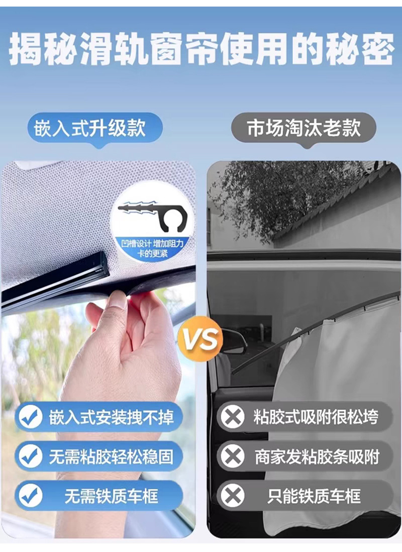 Car window sunshade children's sunscreen car curtain baby car sunscreen track rear side window suction cup car curtain