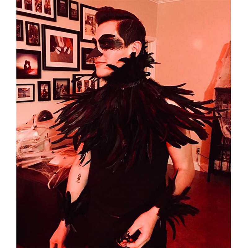 European and American style Halloween fancy dress ball feather shawl fashion retro high collar feather short jacket foreign trade Generation hair European and American style Halloween fancy dress ball feather shawl fashion retro high collar feather short jacket foreign trade Generation hair