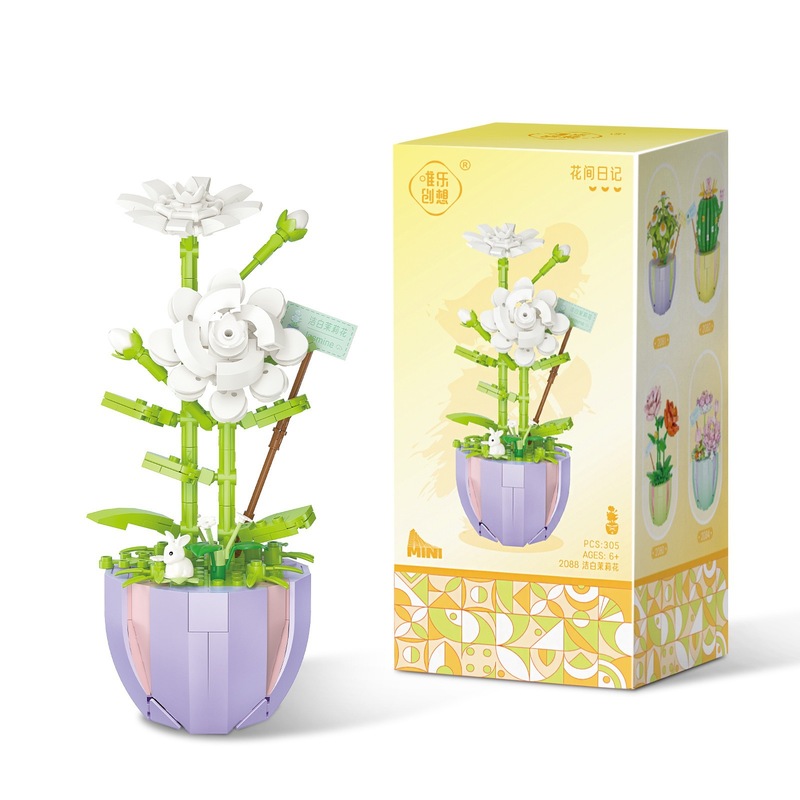 Weile Chuangxiang コーヒーマシンビルディングブロック花桜の木の装飾品誕生日ギフト組み立て図子供のおもちゃ卸売ドロップシッピング|undefined