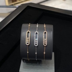 梅家軽奢風スモールサイズフルダイヤモンドスライド式三連ダイヤモンドブレスレット女性向けネットセレブシンプルで上品なトレンドジュエリー2025年新作