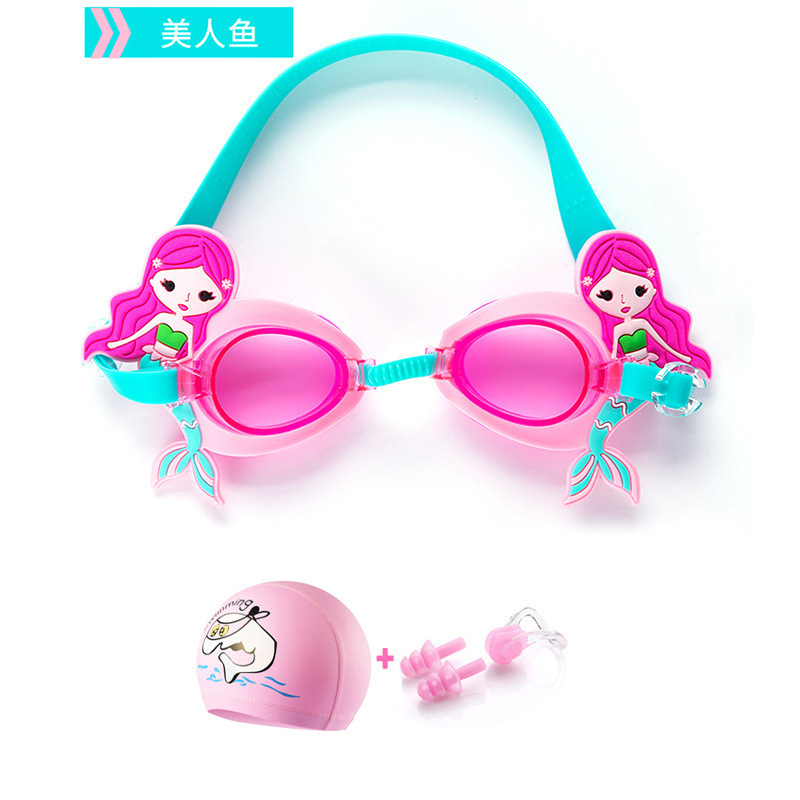 인어 수영 고글 + 수영 모자 + 귀마개 3종 세트