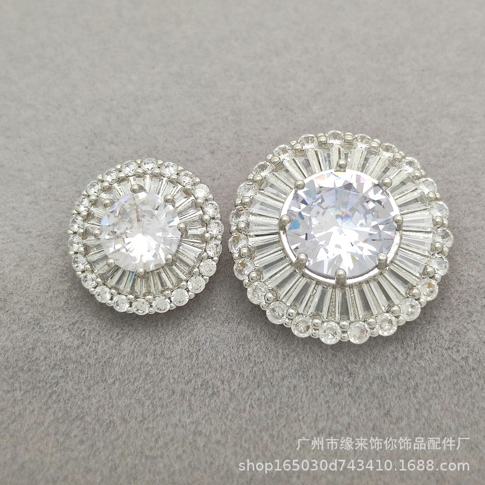 微镶锆石圆扣 外套貂皮服装圆形装饰扣子镶钻款辅料钻石纽扣 批发