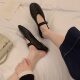 Cowhide Edition ~ Grape Mom Same Genuine Leather Round Head Minimalist One-word Buckle Flat Bottom Shallow Mouth Girl Mary Jane Shoes Women