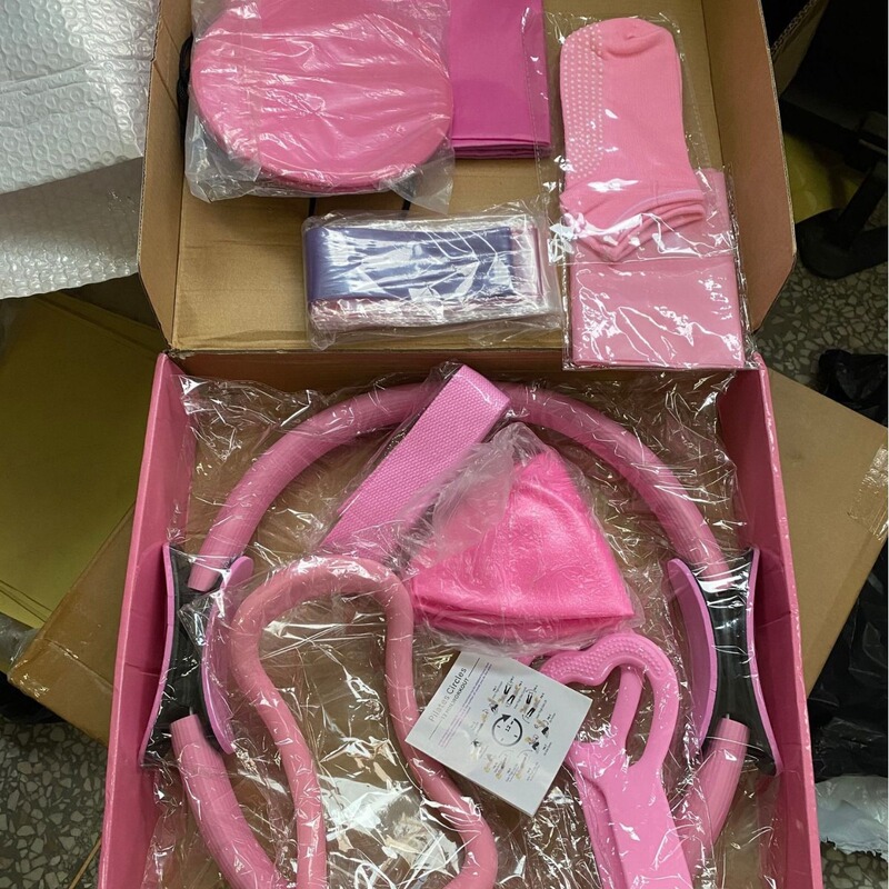 跨境普拉提圈瑜伽五件套tpe拉力带25cm瑜伽麦管球瑜伽环组合新款|undefined