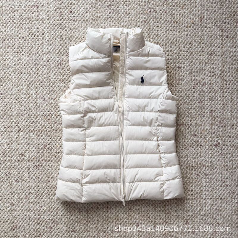 Scannable/High-quality Raffia cotton vest with classic RL horse logo embroidery, women's cold-proof cotton vest Scannable/High-quality Raffia cotton vest with classic RL horse logo embroidery, women's cold-proof cotton vest