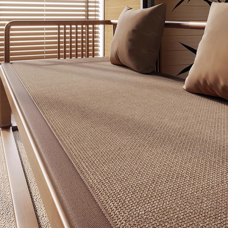 Cojín de sofá de madera maciza de estilo medieval, tapete de verano, cojín para silla, cojín de sofá de ratán y madera de sequoia, cojín de ratán antideslizante con sensación refrescante