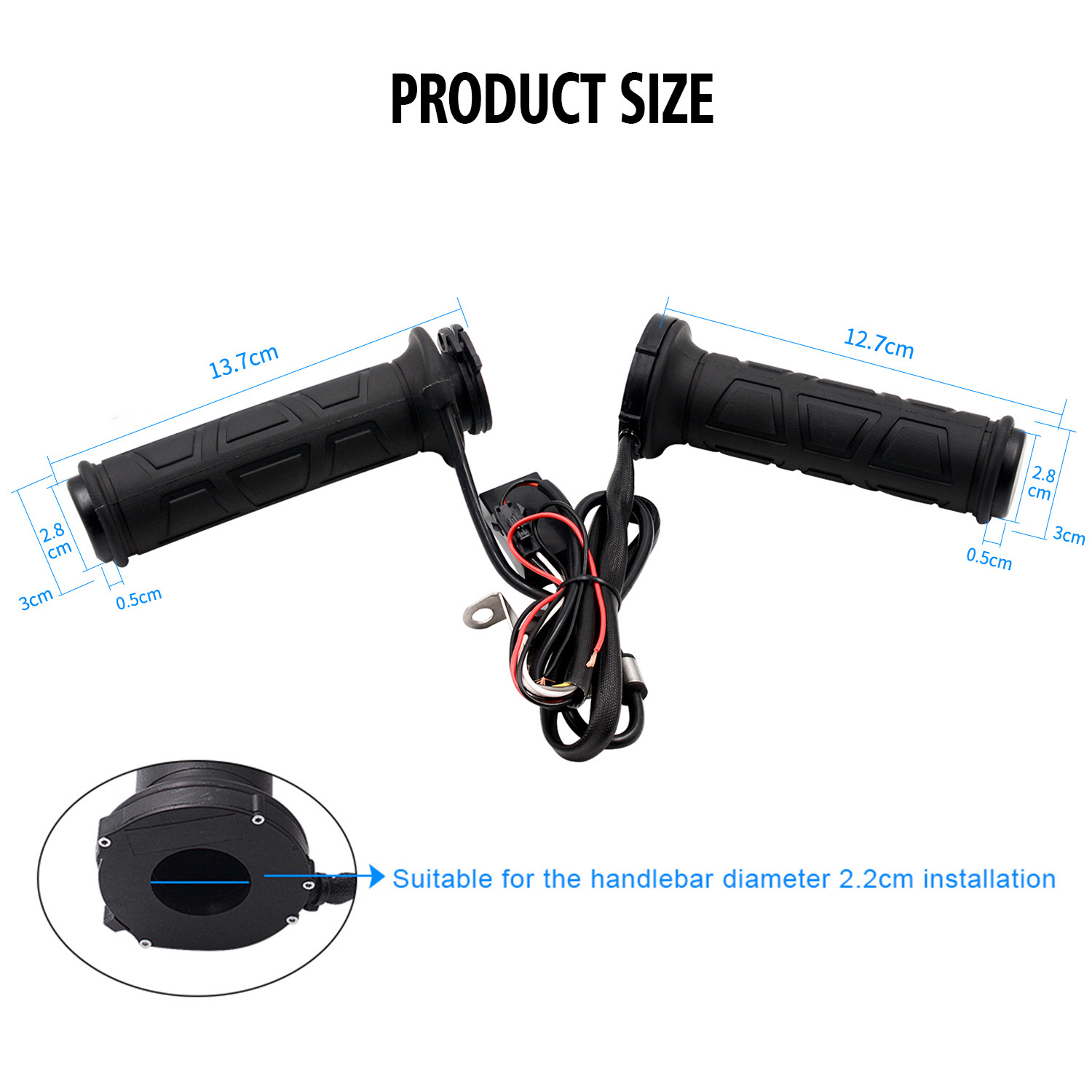 Motorcycle off-road vehicle heated grips, electric heating grips, modified energy-saving, adjustable, waterproof, sun-proof, heated grip covers