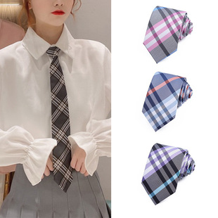 Silk Dress Plaid Tie New Student Jk Casual Business Mulberry Silk Formal Uniform Accessories Elegant Shirt