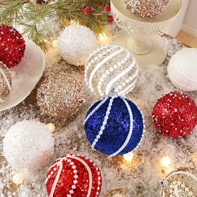 8CM espuma de perla hecha a mano bola de Navidad set colgante decoración de árbol de Navidad colgar bola