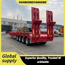 工厂现货超强承载能力非洲工程机械运输低板半挂车4轴3米加宽