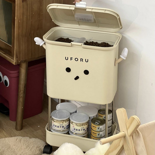 Pet Food Storage Bucket Sealed Moisture-Proof Vacuum Cat and Dog Food Storage Bucket Removable Household Pet Storage Rack
