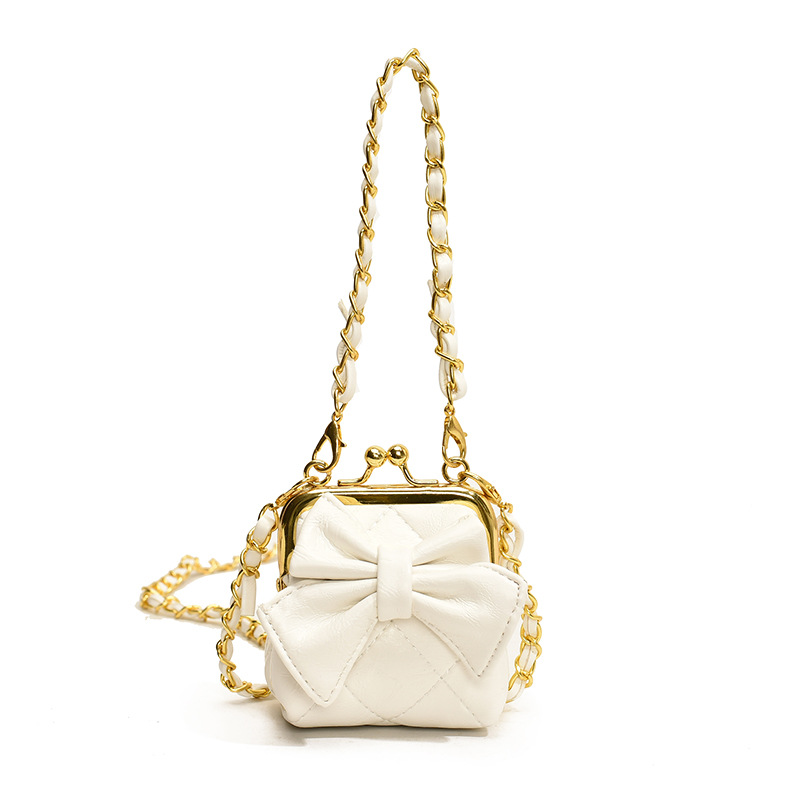Bolsos de hombro de princesa de estilo estilo diamante sólido arco bolso de hombro para niños nueva cadena bolso de abrazadera para niños