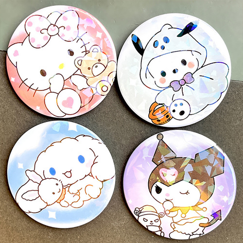 Cartoon Sanrio Series Cute Melody Creative Tinplate Plate Cinnamon Dog Kurome Badge Pendant