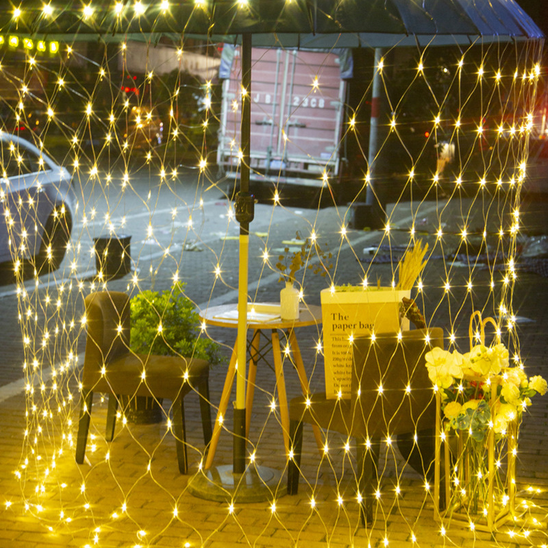 Lámpara de red led, lámpara de red de pesca, gypsophila, luz de ambiente solar, luz de parque impermeable al aire libre, luz de decoración de vacaciones, cadena de luces