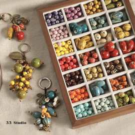 【姹紫嫣红】晕染陶瓷圆珠南瓜珠散珠编织钥匙扣毛衣链手链串珠子