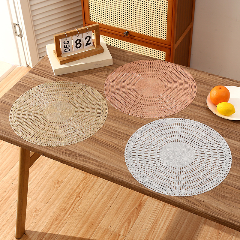 Transfronterizo Amazon francés romántico redondo mantel de PVC creativo hueco de alta gama ligero cojín de aislamiento térmico de restaurante de lujo