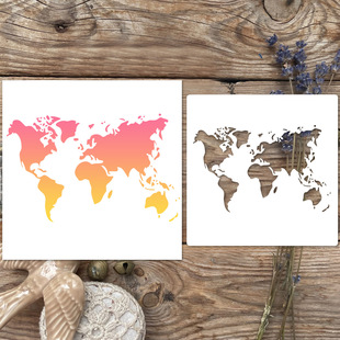 Handbook Painting Masking Board Cut Out Engraving Plastic Template Spray Decoration World Map Background Drawing Mold