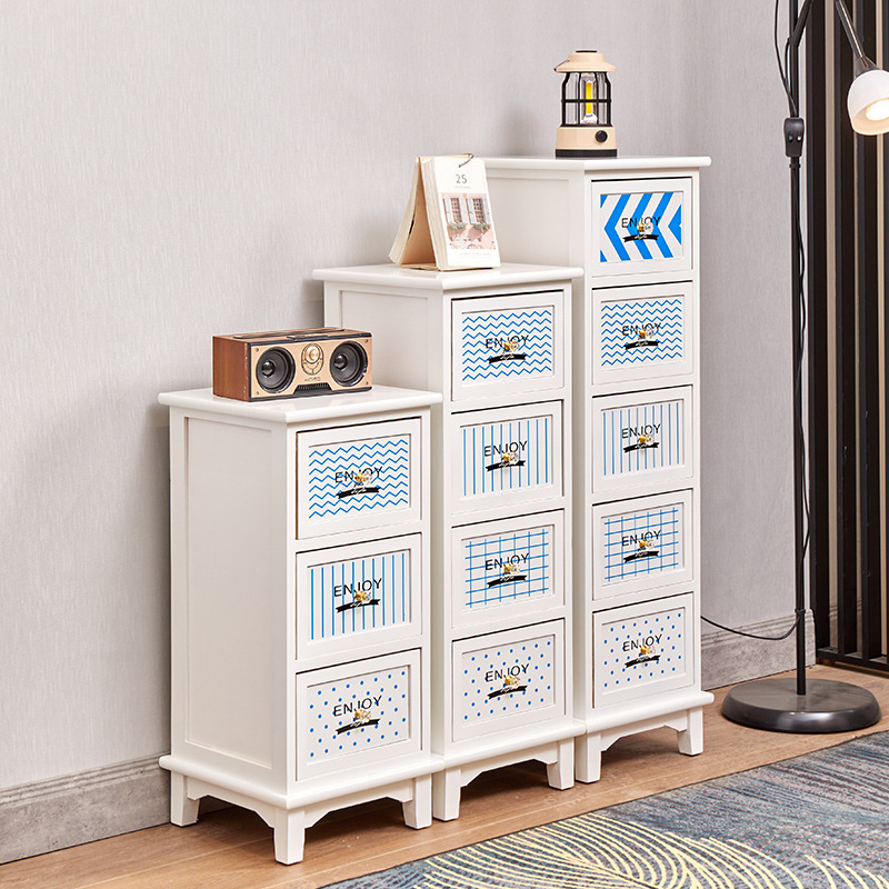 Cross-Border American retro de madera maciza gabinete de almacenamiento de la fábrica pastoral de múltiples capas cajón de almacenamiento de gabinete mesita de noche en el pecho de cajones