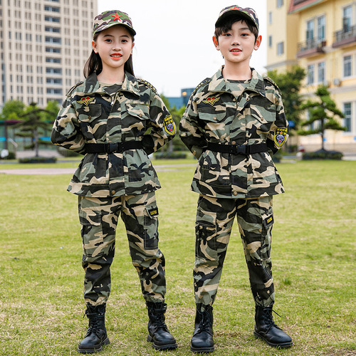 Children's camouflage summer clothing, primary school students' summer camp, long-sleeved military training uniform, spring and autumn kindergarten performance uniform, special forces.