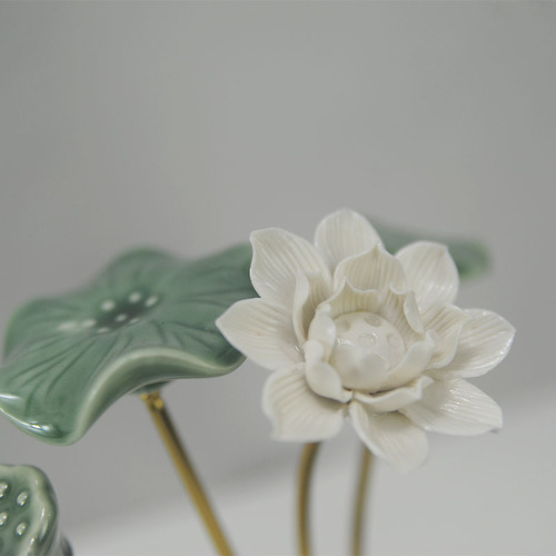 Lotus leaf lotus ornaments light luxury entrance hall office bookcase modern living room TV cabinet wine cabinet home soft furnishings