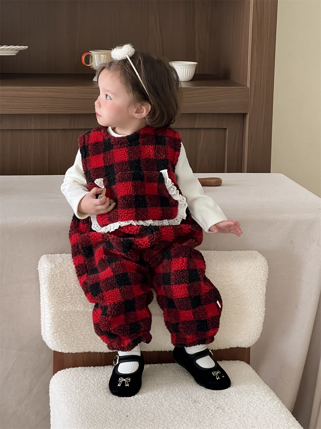 Ropa de invierno infantil engrosada, bata de placas, ropa infantil coreana, ropa de bebé, ropa de invierno para niñas, ropa de base image 7