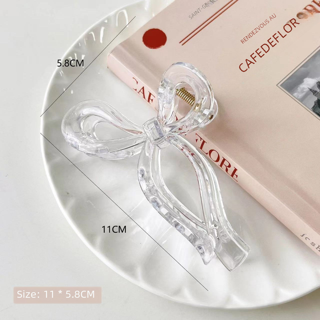 Corée du Sud Nouvelle élégante petite épingle à cheveux transparente en acrylique à texture de gelée fraîche style dame plaque de nœud pince à cheveux_voghion.com
