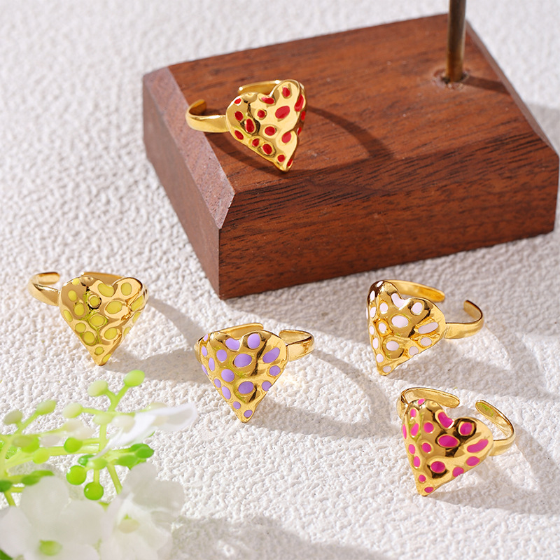 TENA Europa y los Estados Unidos transfronterizos dopamina color de verano color goteo de aceite amor anillo de joyería de mano de vacaciones de playa al por mayor