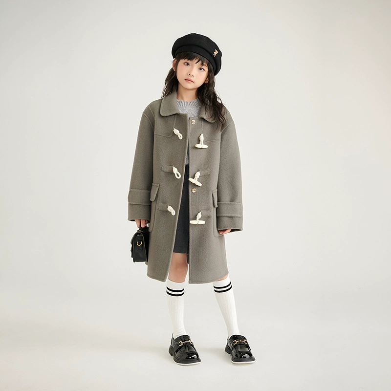 Демисезонное двустороннее шерстяное длинное модное пальто для мальчиков, детская одежда, корейский стиль