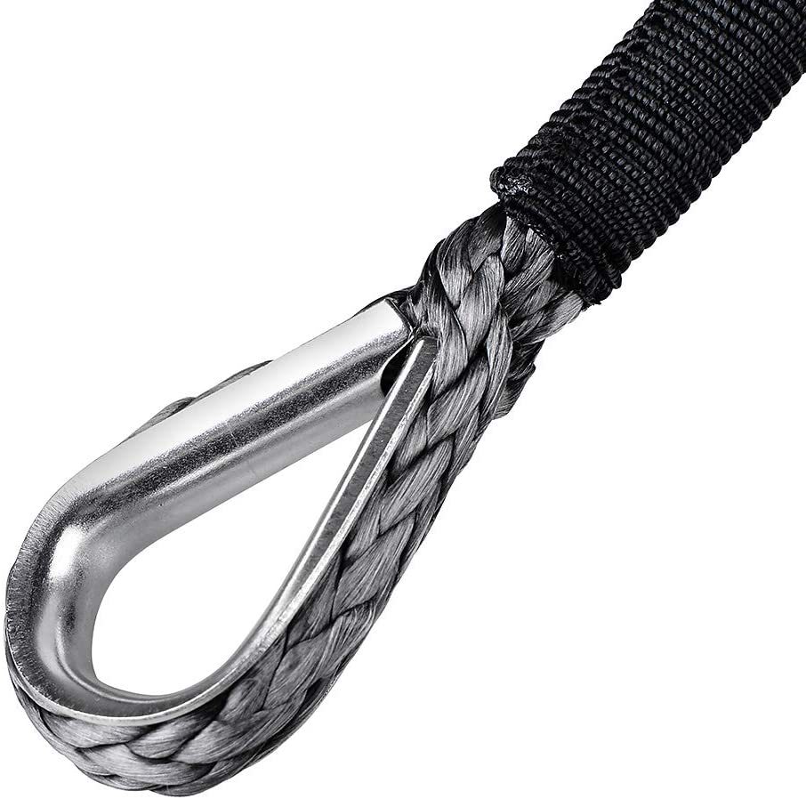 6mm Synthetic Fiber Rope Winch Rope 7700 Pounds 1/4 Polymer Trailer Rope Hook Uhmwpe Electric Winch Extension