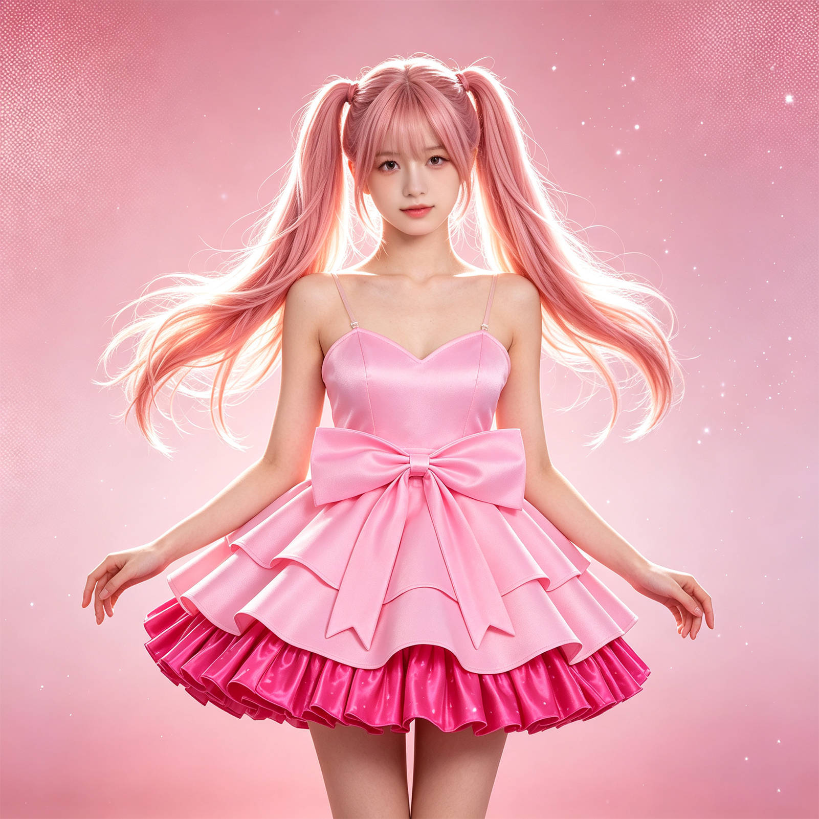 Blood-colored stage cosplay costume, two-dimensional alien-themed stage outfit, Mizi Meizhi anime-style pink strapless puffy short skirt
