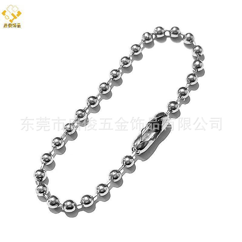 Fábrica en stock al por mayor de cobre de hierro Cadena de cuentas de metal DIY ropa etiqueta Cadena de cuentas de peluche llavero de juguete
