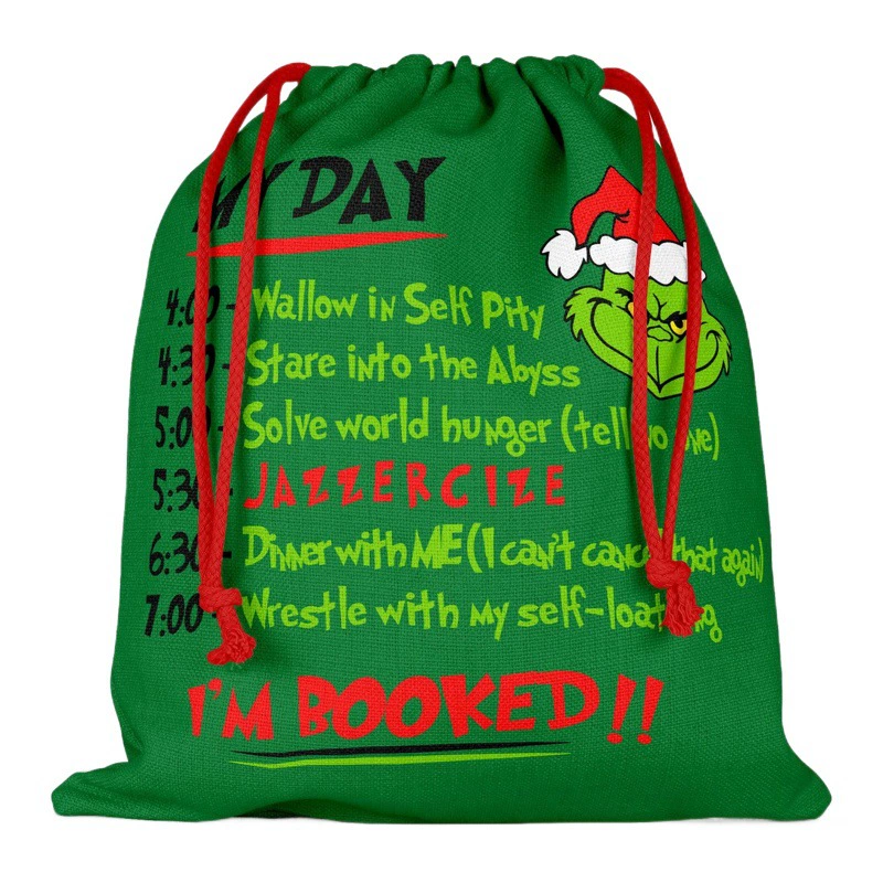 AliExpress Amazon Cartoon Grinch Рождественский Гринч с двусторонним принтом в комплекте с карманами и льняными карманами