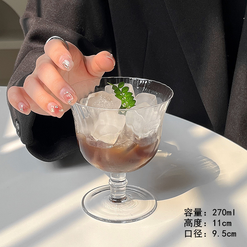 Red celebridad ins brotes de flores de brote de brota de vidrio de pies bajos tazas de postre tazas de vino tazas de jugo tazas de té de leche de alto valor de cóctel tazas