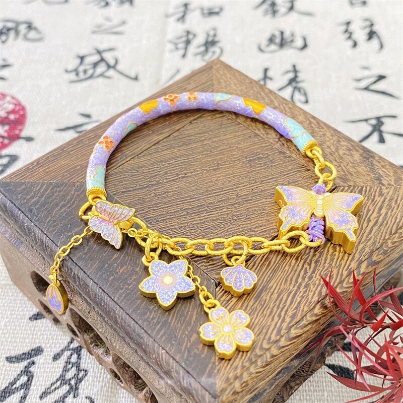 Monet Garden Half Bracelet Butterfly Bracelet Seiko High Color-retaining Sand Gold Tassel Half Bracelet Flush Gift for Girlfriend