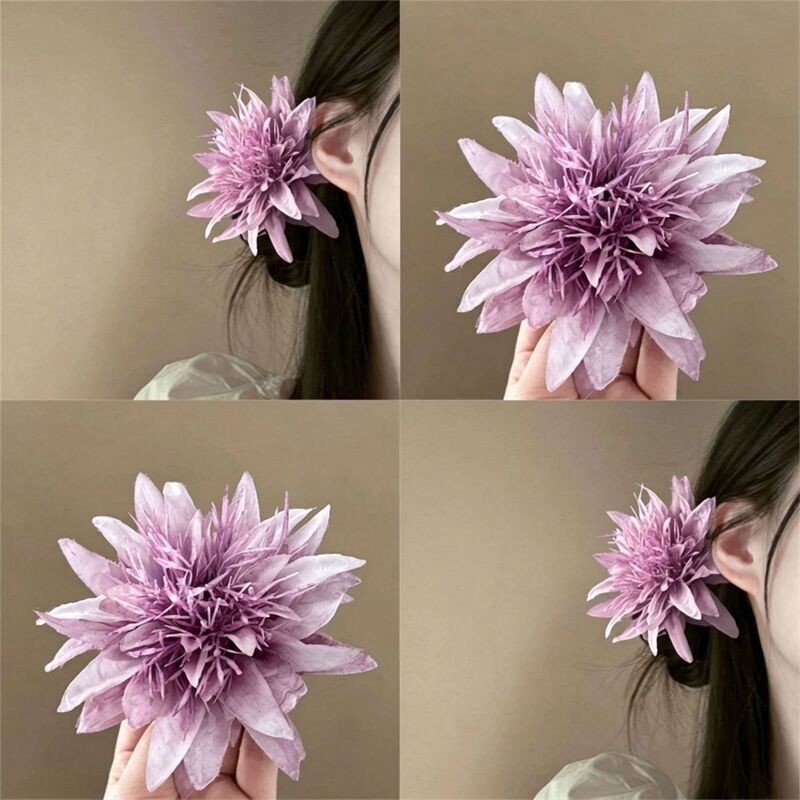 Purple Flower Sea Super Fairy Lily Simulation Flower Purple Anemone Hairpin Side Atmosphere Feeling End of Mirror Headwear Hair