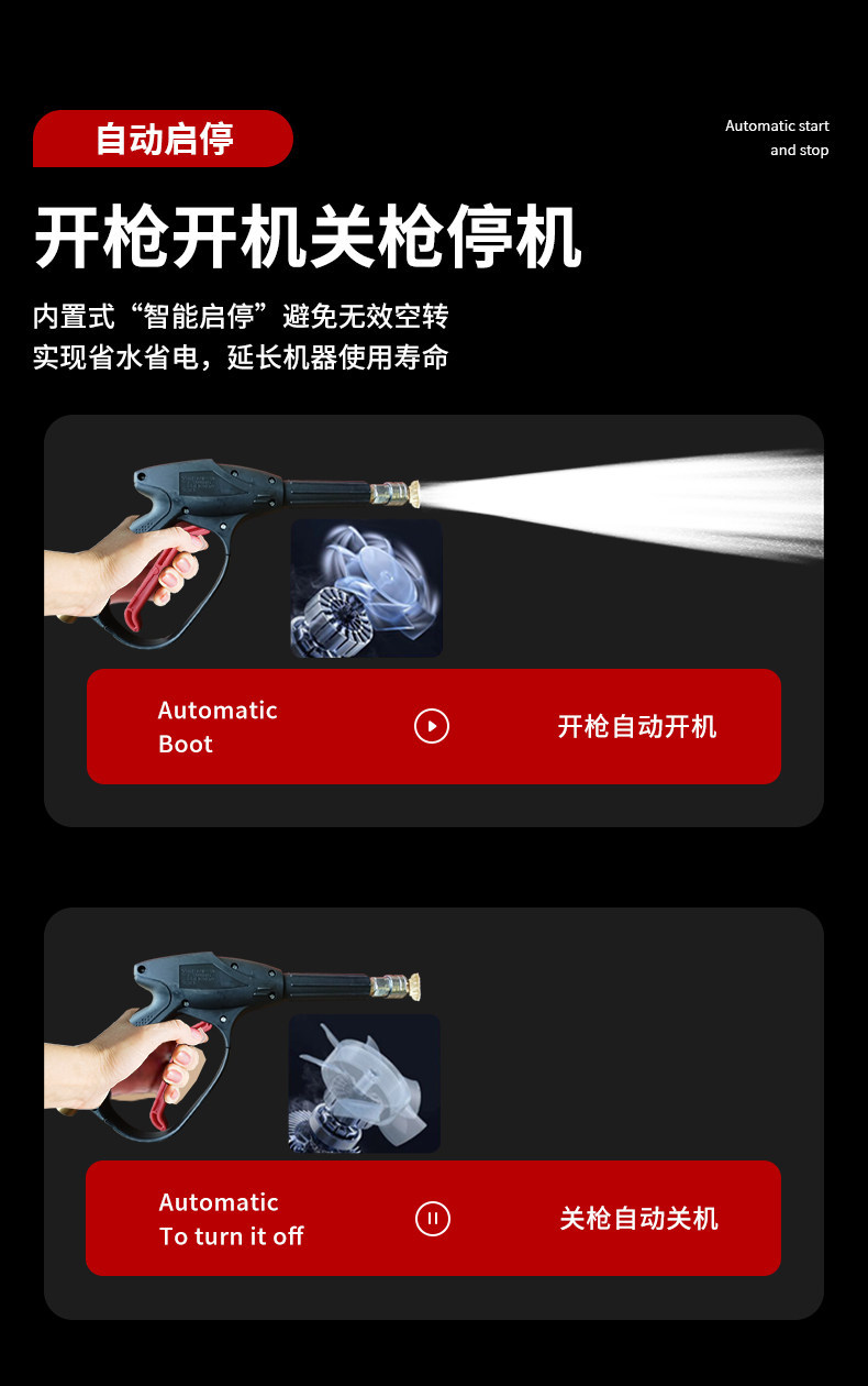 Black Cat High-Pressure Pipe Cleaning Machine Automatic Water Rat Professional Drain Cleaning Car Wash Machine Water Gun